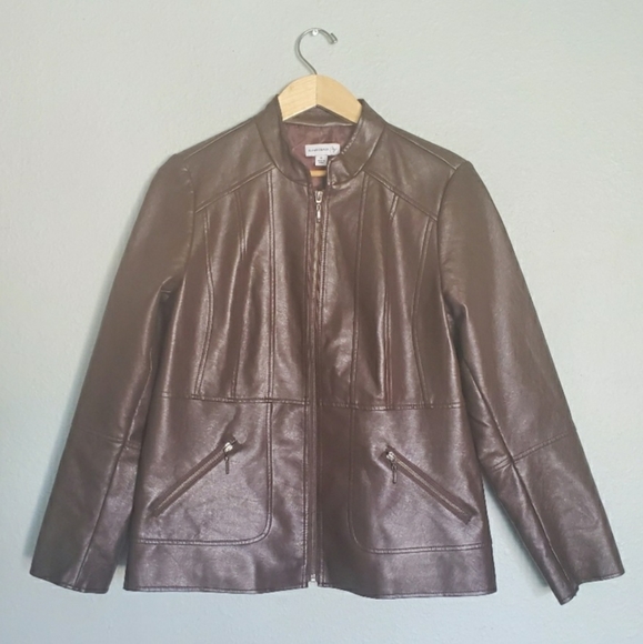 Susan Graver Faux Leather Jacket Size Medium - Picture 1 of 8